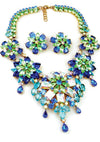 Blue Green Glass AB Necklace & Earrings Set - New