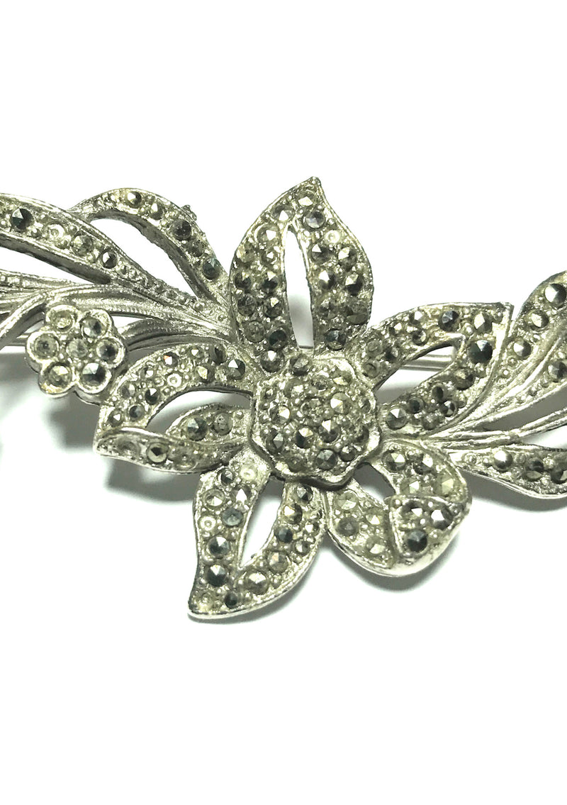Vintage 1950s Marcasite Flower Bouquet Brooch - New!