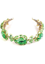 Beautiful Peridot Green Glass Crystal Headband