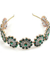 Gorgeous Emerald Green and Clear Crystal Flower Headband - New!