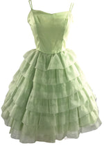 Vintage Late 1950s Early 1960s Pistachio Green Party Dress - New!