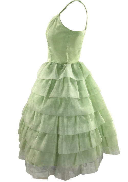 Vintage Late 1950s Early 1960s Pistachio Green Party Dress - New!