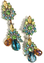 Unique Blue Green Czech Earrings - New!