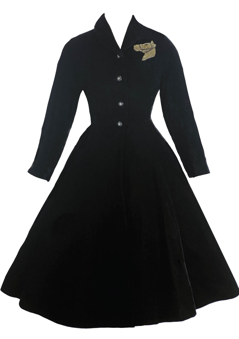 Gorgeous 1950s Black Velvet Princess Coat- New! (ON HOLD)