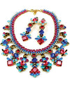 Classic Ruby, Sapphire and Aquamarine Necklace & Earrings - New!