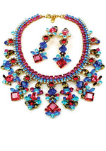 Classic Ruby, Sapphire and Aquamarine Necklace & Earrings - New!