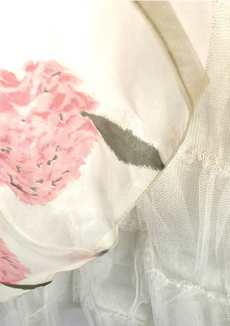 Vintage 1950s Pink Hydrangea Chiffon Party Dress - New!
