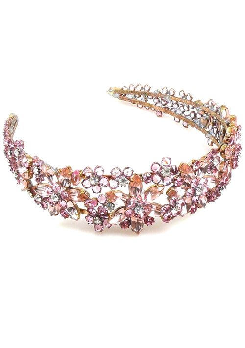 Enticing Czech Tourmaline Pink Floral Headband - New!