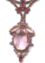 Tourmaline Pink Large Central Drop Czech Necklace