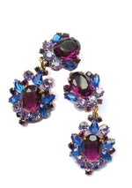 Amazing Czech Purple, Blue and Violet Crystal Earrings