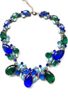 Sapphire Blue and Emerald Green Crystal Necklace