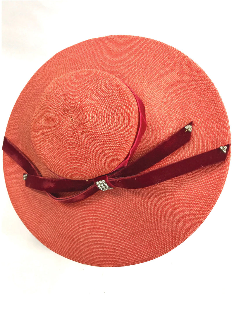 Stylish Vintage 1950s Red Platter Hat - New!