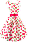 Vintage 1960s Stylised Roses Floral Cotton Linen Dress - New!