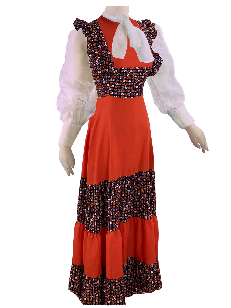 Vintage 1970s Paprika Orange Maxi Pinafore Dress - NEW! Coutura Vintage Vintage 1970s Paprika Orange Maxi Pinafore Dress - NEW! Coutura Vintage