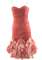 1980s 3D Coral Chiffon Designer Party Dress  - New!