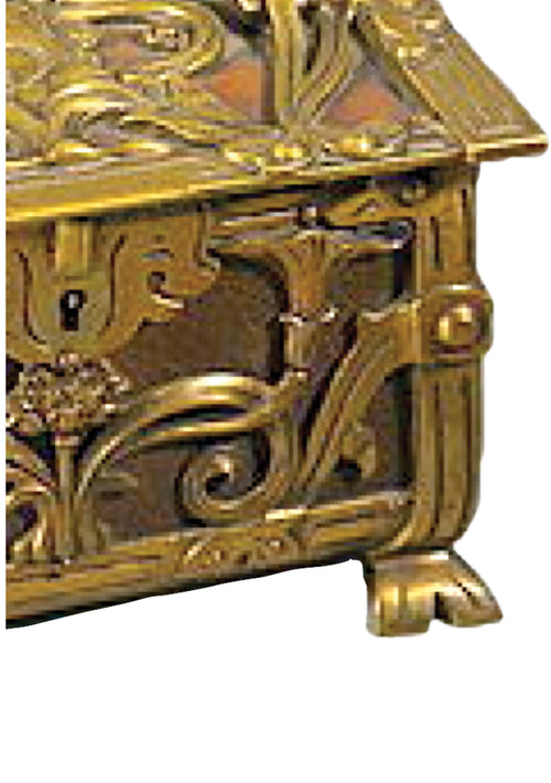 Antique Art Nouveau Bronze and Leather Casket c1890 - New! (layby)