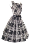 Vintage 1950s B&W Asian Print Cotton Dress - New!