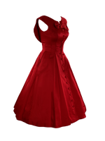 1950s Designer Red Silk Satin New Look Cocktail Dress New! ON HOLD