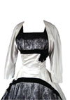 Vintage 1950s Silver Satin & Black Lace Party Dress Ensemble