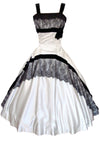 Vintage 1950s Silver Satin & Black Lace Party Dress Ensemble