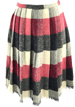 Vintage 1960s Red Charcoal & Cream Check Wool Skirt - New!