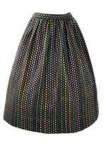 Vintage 1950s Rainbow Flecked Black Wool Skirt - New!