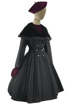 1950s Couture Lilli Ann Black Wool Princess Coat- New!