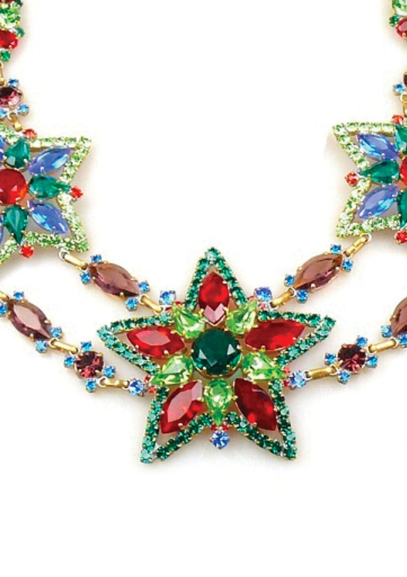 Multi-coloured Star Czech Crystal Necklace- New!