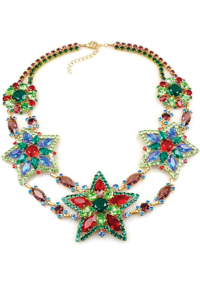 Multi-coloured Star Czech Crystal Necklace- New!