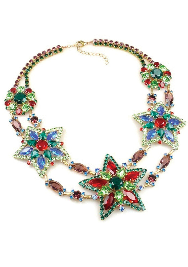 Multi-coloured Star Czech Crystal Necklace- New!