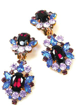 Amazing Czech Purple, Blue and Violet Crystal Earrings